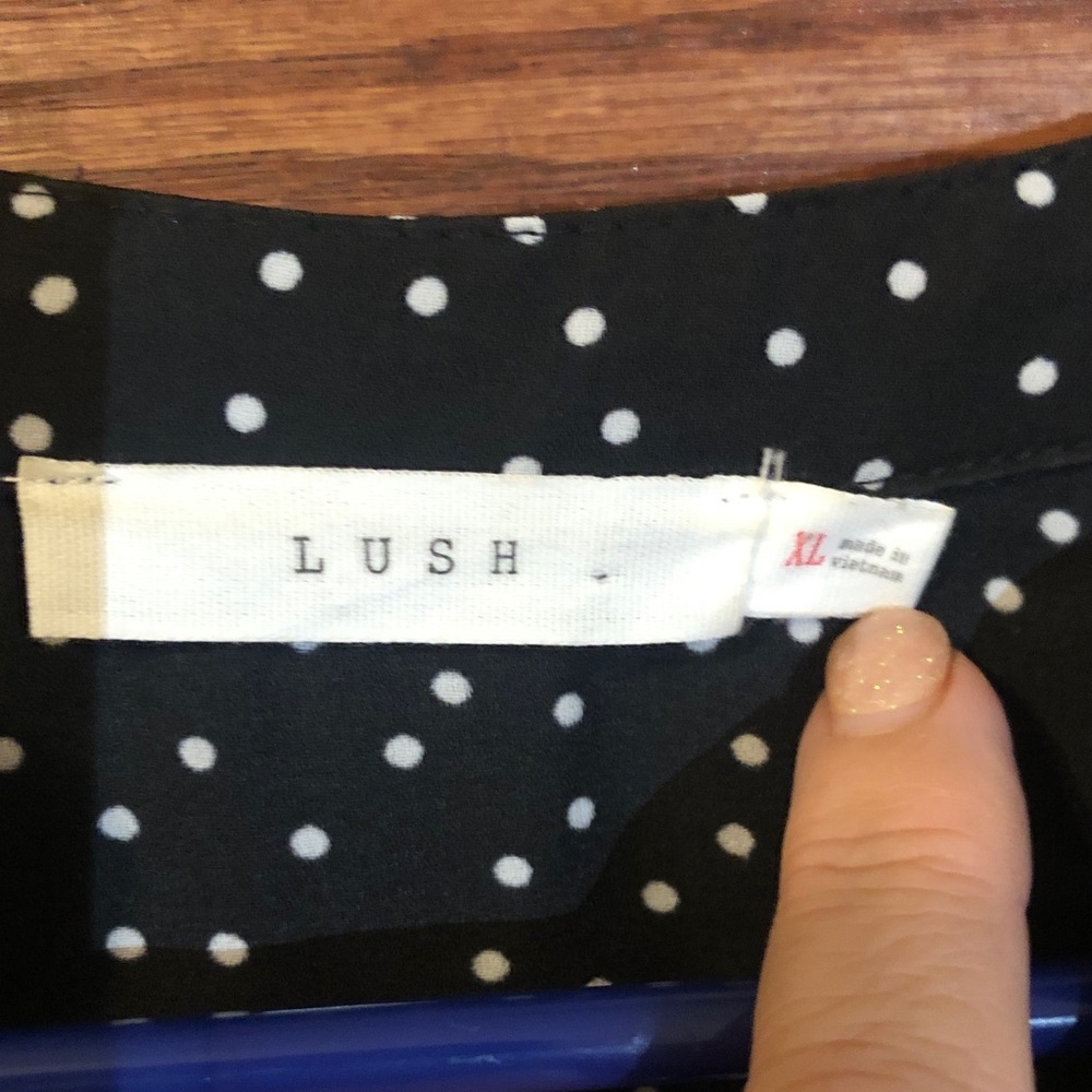 Lush Black and White Dotted Blouse - Picture 3 of 11